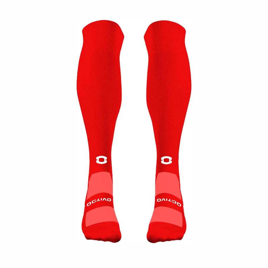 OCTIVO Football Socks Red Grip